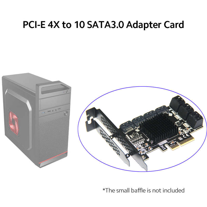 PCI-E 4X to 10 SATA3.0 Adapter Card Desktop Computer Expansion Card with LED Status Indicator Light
