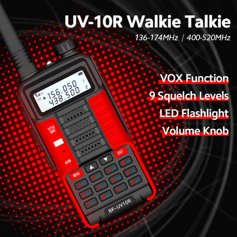 BAOFENG UV-10R Walkie Talkie Dual-Band Portable Ham Radio VOX Function 5-10KM Long Range Noise Reduc