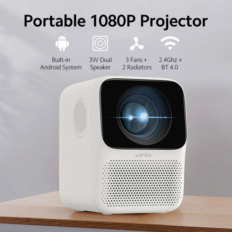 WANBO T2 MAX 2.4G WiFi Projector BT 4.0 1080P Projector 40 Horizontal Vertical Correction HDR 10 D