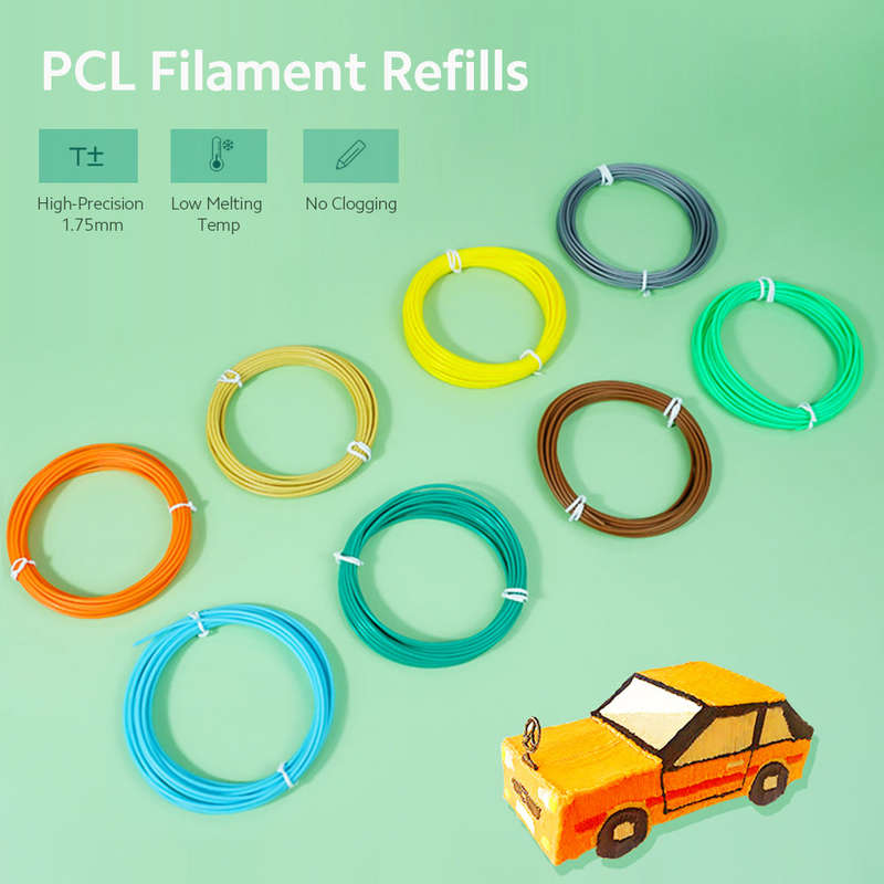 3D Printing Pen PCL Filament Refills High-Precision 1.75mm Diameter Low Melting Temp No Clogging 10