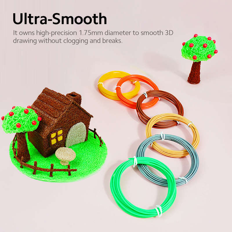 3D Printing Pen PCL Filament Refills High-Precision 1.75mm Diameter Low Melting Temp No Clogging 10