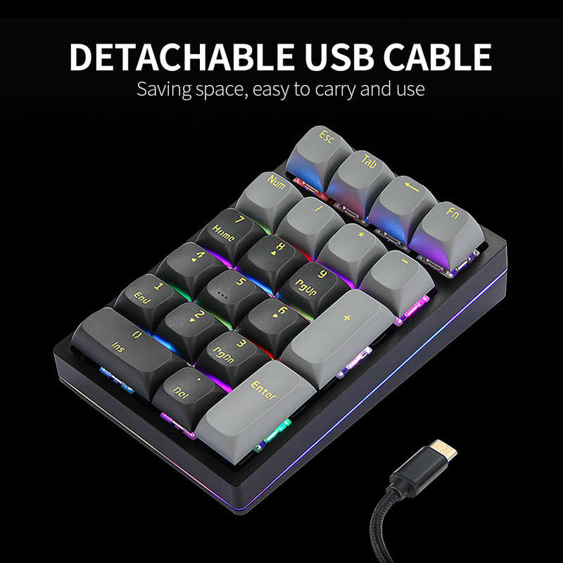 Darmoshark K3 21 Keys Numeric Keyboard Ergonomic RGB Mechanical Keyboard with Detachable Data Cable