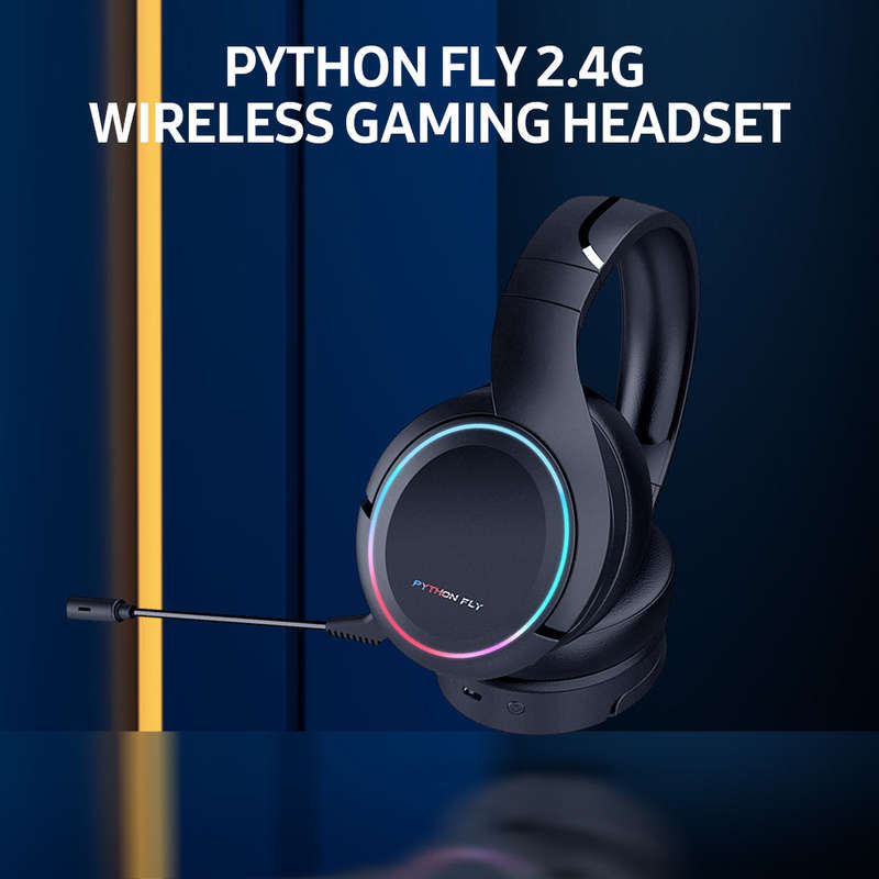 Python Fly X6 Pro 2.4G Wireless Gaming Headset with 3D Stereo Surround Sound Detachable Microphone W