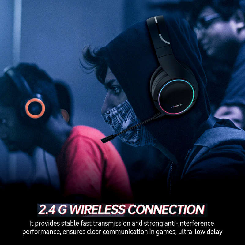Python Fly X6 Pro 2.4G Wireless Gaming Headset with 3D Stereo Surround Sound Detachable Microphone W