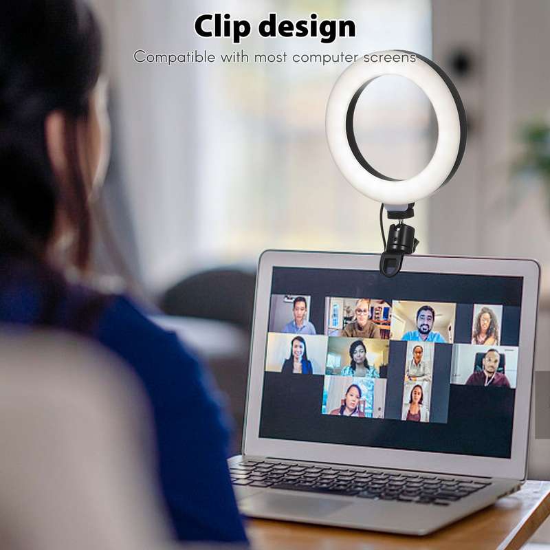 6'' Ring Light for Laptop, Computer Clip Video Fill Light Conference Ring Beauty Live Light  for Zoo