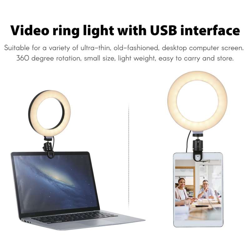 6'' Ring Light for Laptop, Computer Clip Video Fill Light Conference Ring Beauty Live Light  for Zoo