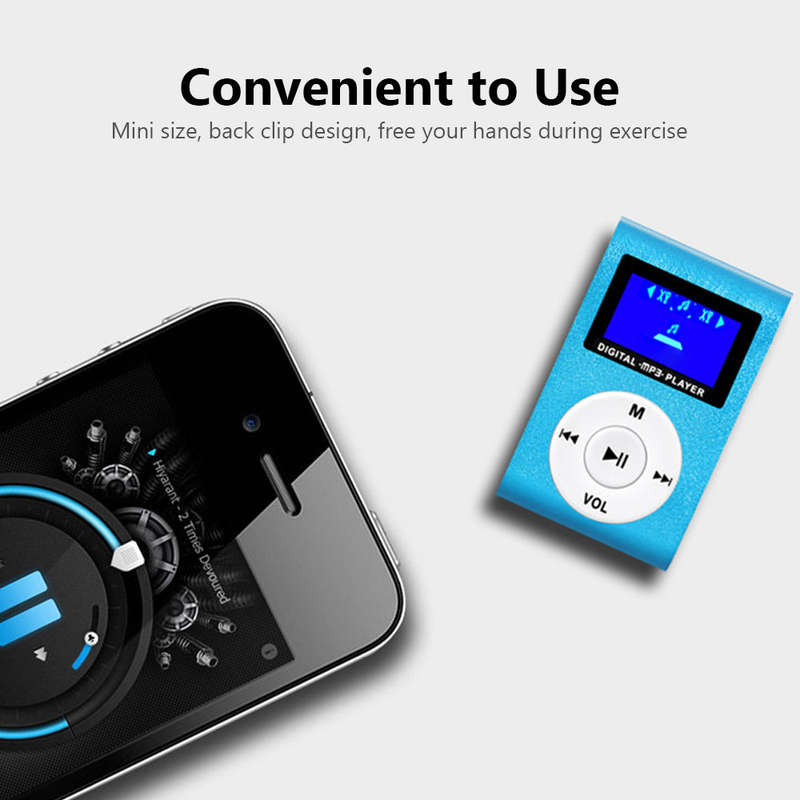Mini Portable MP3 Music Player Metal Clip-on MP3 Player with LCD Screen Support TF Card Wide Applica