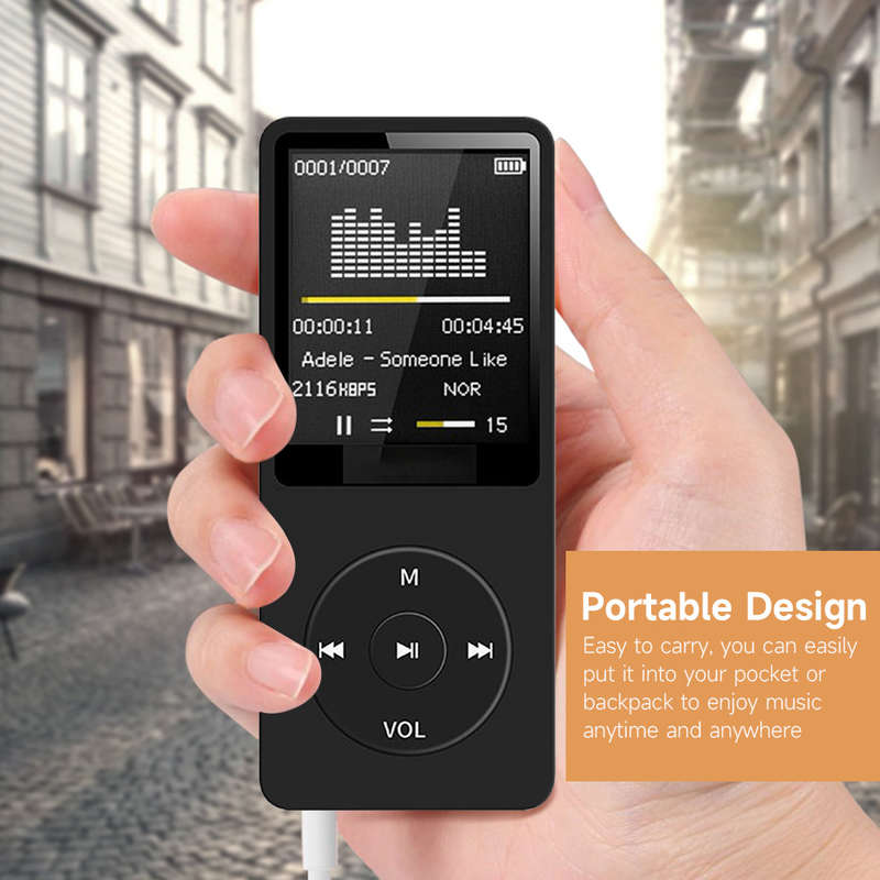 Portable MP3 Player 1.8 inch TFT Screen Built-in Microphone Lithium Battery Support TF Card with FM