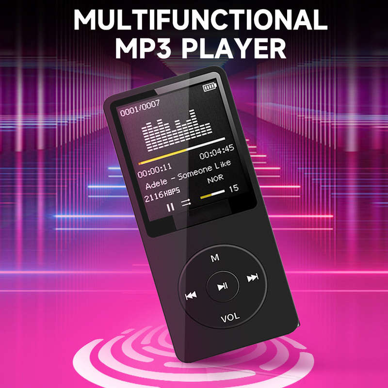 Portable MP3 Player 1.8 inch TFT Screen Built-in Microphone Lithium Battery Support TF Card with FM
