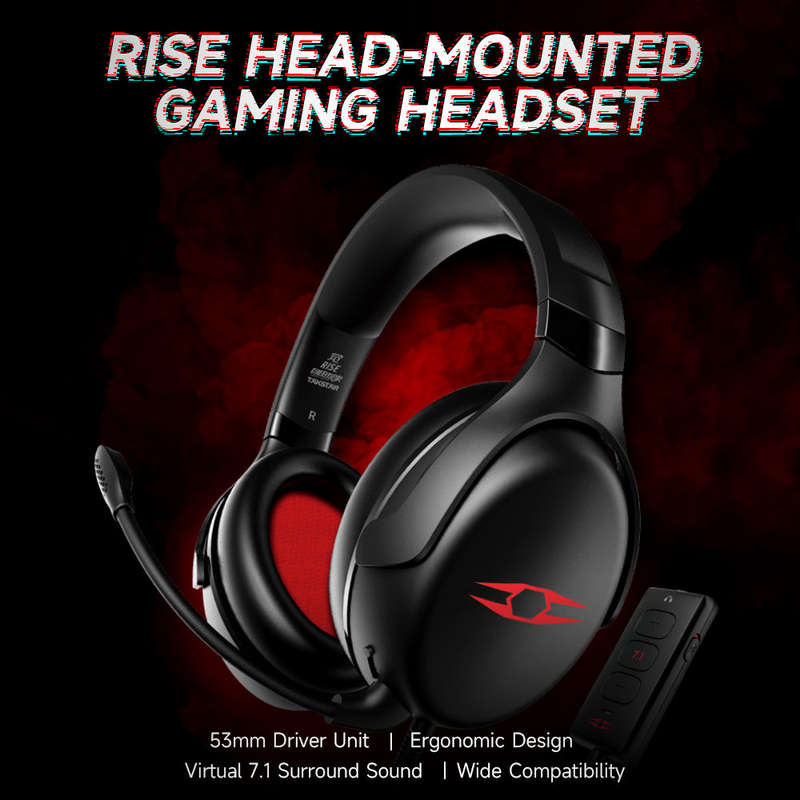 LIBERTY GAMER RISE Head-mounted Gaming Headset 53mm Driver Unit 7.1 Virtual Surround Sound Ergonomic