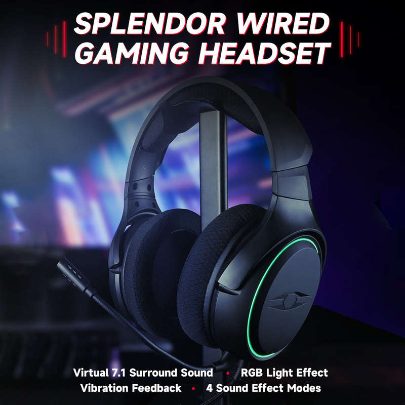 LIBERTY GAMER SPLENDOR Wired Gaming Headset Virtual 7.1 Surround Sound 50mm Driver Unit 4 Sound Effe