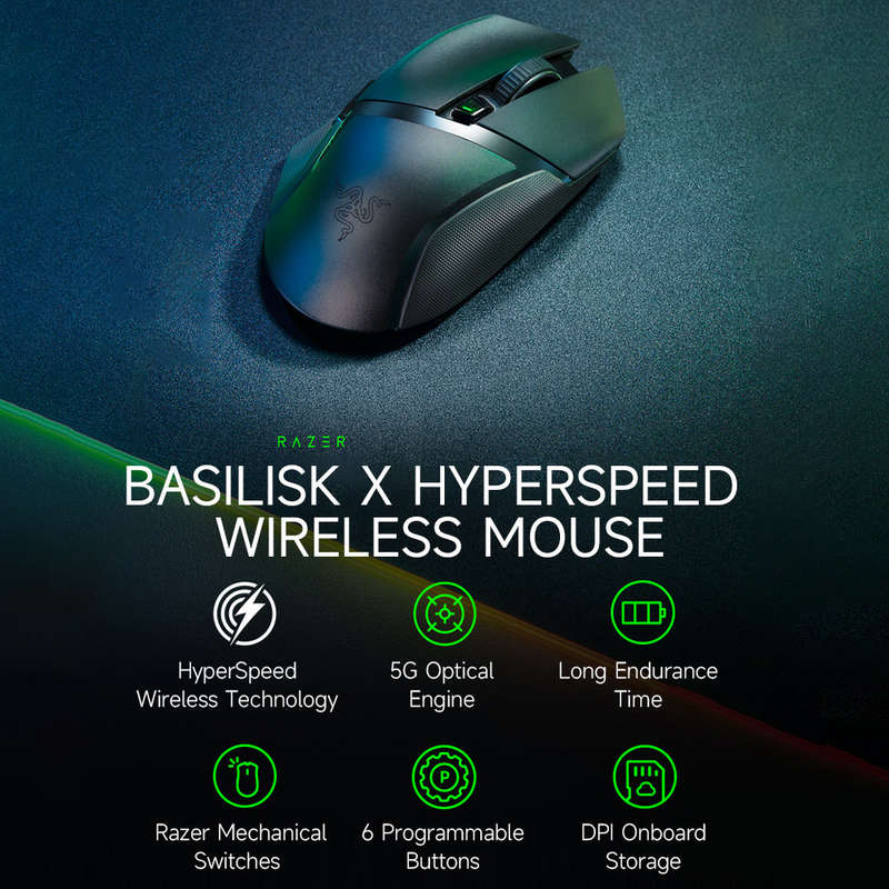 Razer Basilisk X HyperSpeed Wireless Mouse Razer HyperSpeed Wireless+BT Dual-mode Gaming Mouse 16000