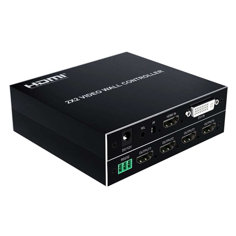 1080P 2x2 HD Video Wall Controller 2x2 Screen Video Processor TV Display Video Controller with 4 HD