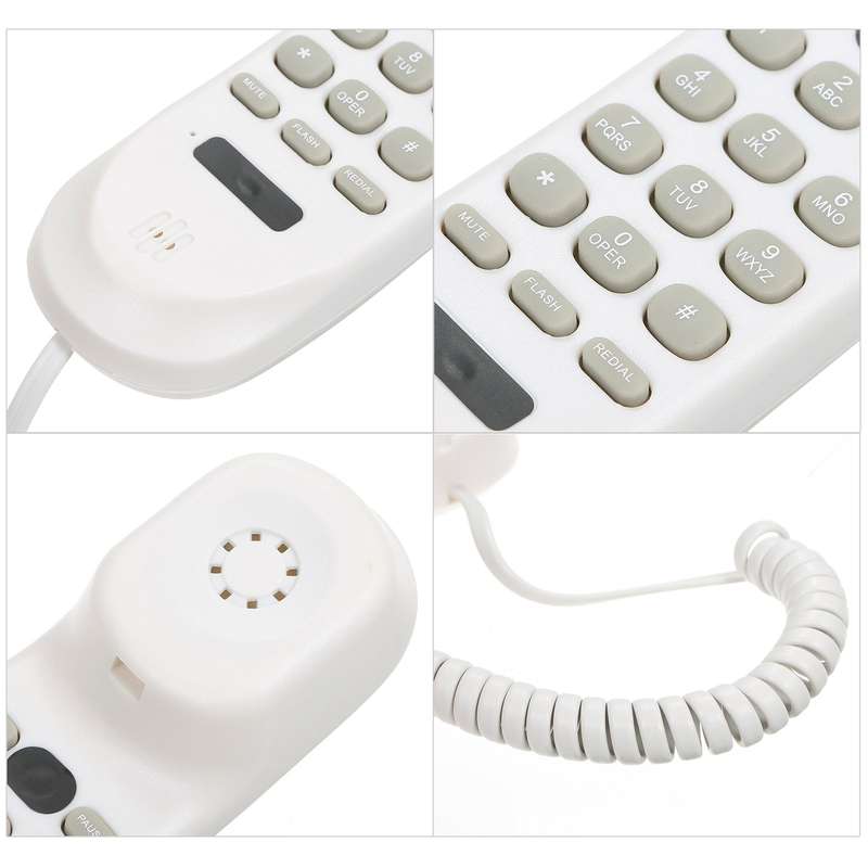 Desktop Wall-mounted Corded Telephone Support Pause/Redial/Mute/Flash/Hold for Home Office Hotel Whi