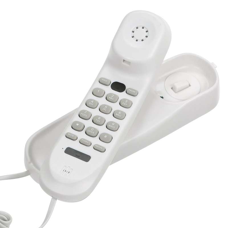 Desktop Wall-mounted Corded Telephone Support Pause/Redial/Mute/Flash/Hold for Home Office Hotel Whi
