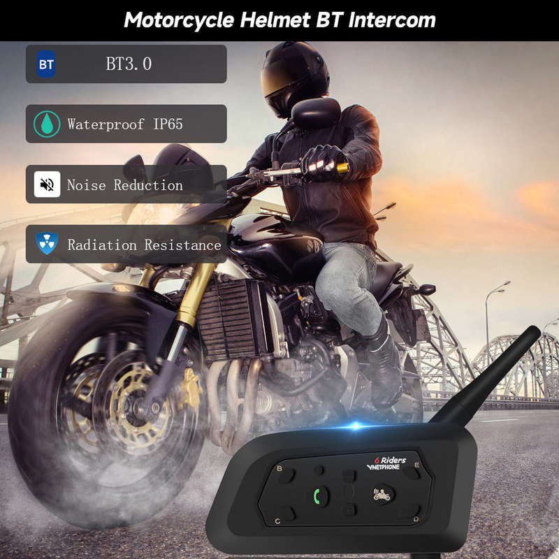 VNETPHONE V6-1200 Motorcycle Helmet BT Intercom Headphone Real-Time BT Intercom CSR Chip IP65 Waterp