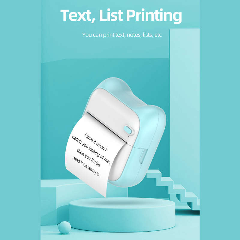 Portable Pocket-size Printer Wireless BT Thermal Printer Simple Operation Support Photo Notes Errors