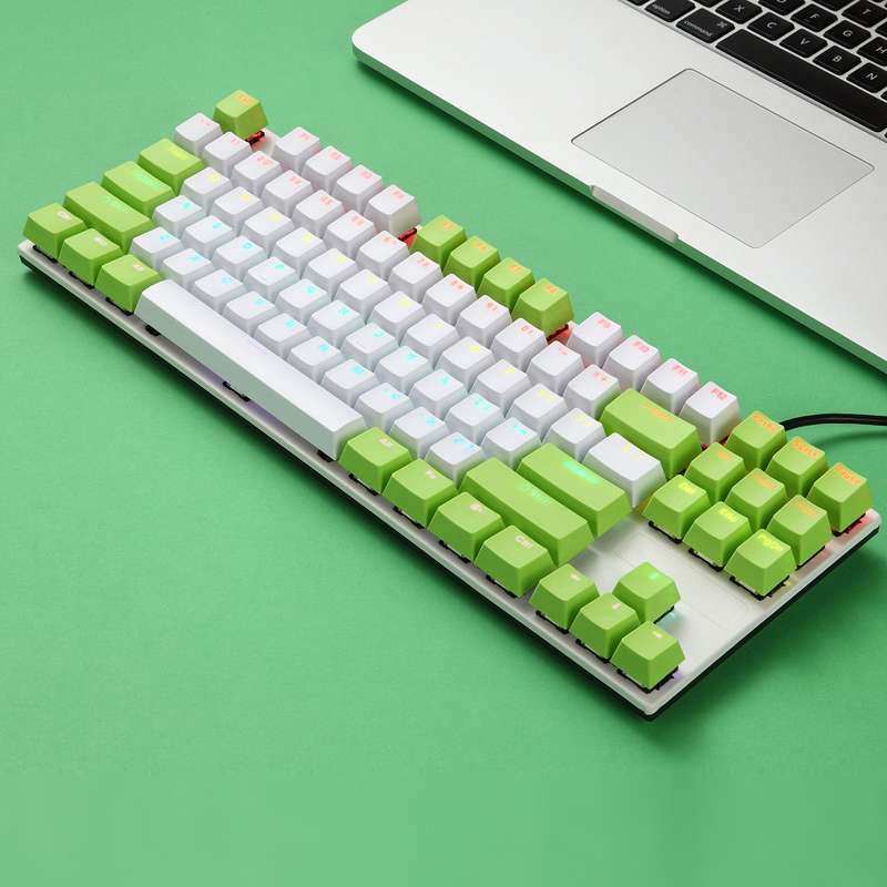 iBlancod K87 87 Keys Wired Mechanical Keyboard Metal Panel Two-color Injection Keycap 20 Light Effec