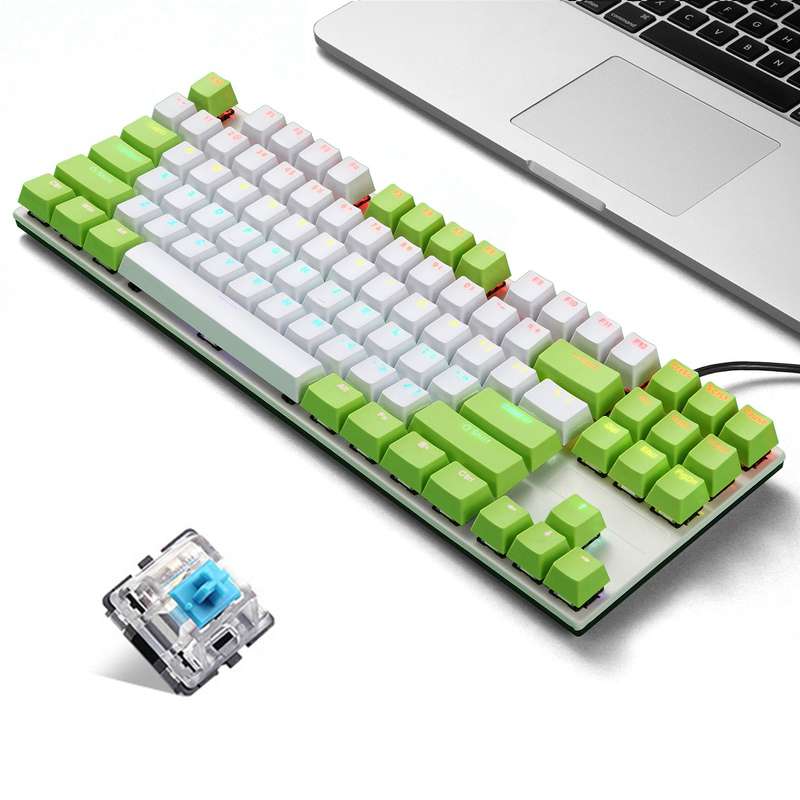 iBlancod K87 87 Keys Wired Mechanical Keyboard Metal Panel Two-color Injection Keycap 20 Light Effec