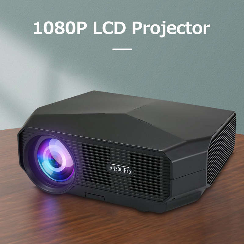 Portable LCD Projector 1080P Native Resolution Multiple Ports for Office Home Theater Black US Plug(