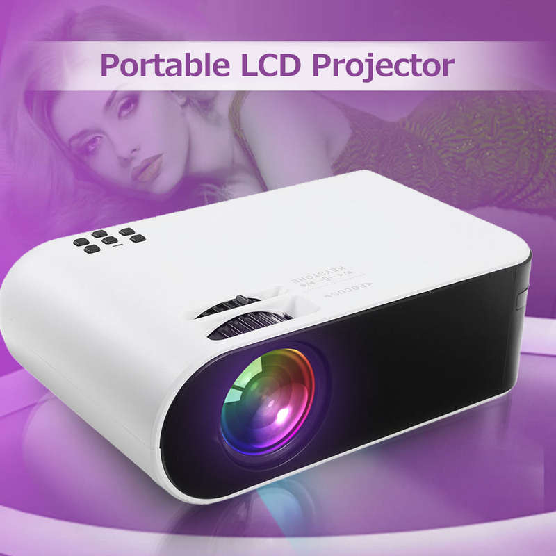 Portable LCD Projector 720P Physical Resolution Multiple Ports for Office Home Theater White EU Plug