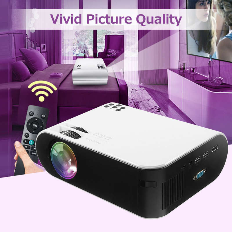 Portable LCD Projector 720P Physical Resolution Multiple Ports for Office Home Theater White EU Plug