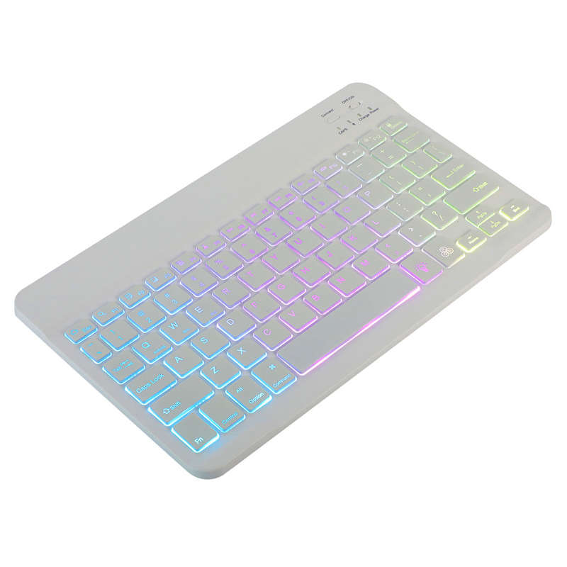 10 inch Wireless BT Keyboard Ultra-thin Rechargeable BT Keyboard Three-system Compatible Mixed Light