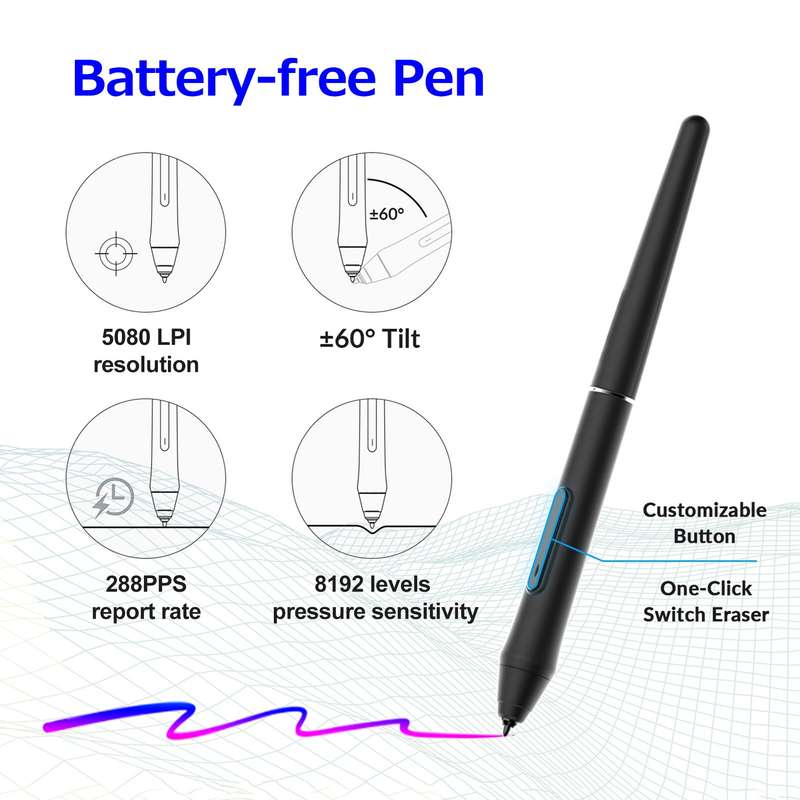 PNBOO PN1060 Graphics Tablet Digital Drawing Tablet with 8192 Levels Pressure Sensitivity 5080LPI Re