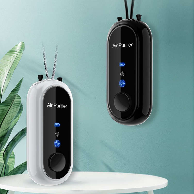 Mini Portable Hanging Neck Anion Air Purifier Fast Air Purification High/Low Gear Adjustment Built-i
