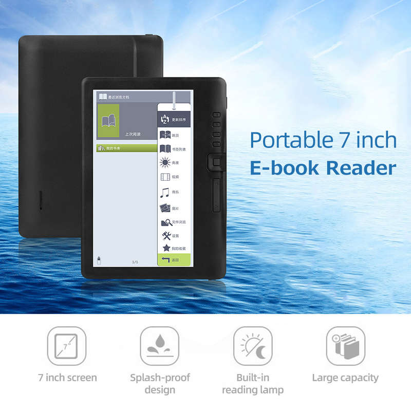 Portable E-book Reader 7 inch Multifunctional E-reader 16GB Memory Compact Size Buitl-in Lithium Bat