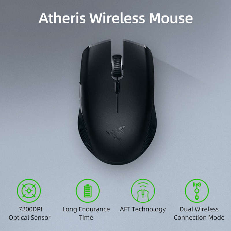 Razer Atheris Wireless Mouse 2.4GHz+BT Dual-mode Connection 7200DPI Optical Sensor Adaptive Frequenc