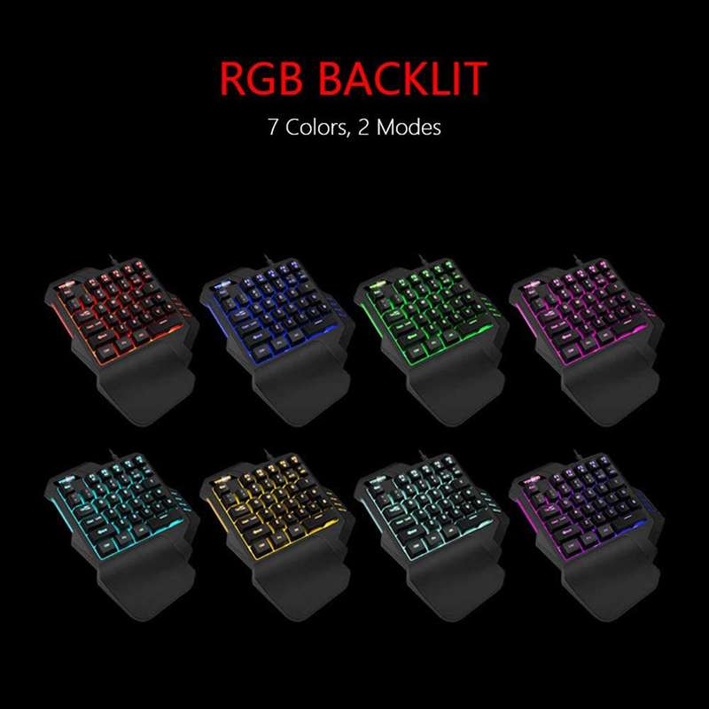 HXSJ G92 One Hand Keyboard 35 Key Single Hand Membrane Mini 35 Keys Gaming Keyboard with RGB Backlit