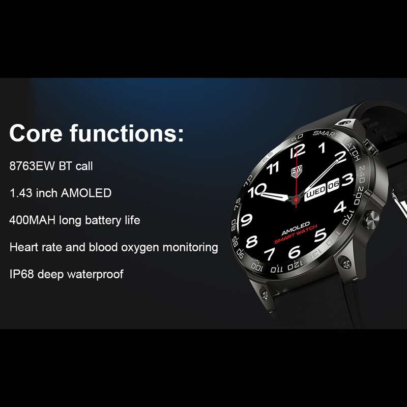 DM50 1.43inch smartwatch HD Color Touchscreen BT Calling Multiple Sports Modes IP68 Waterproof Fitne