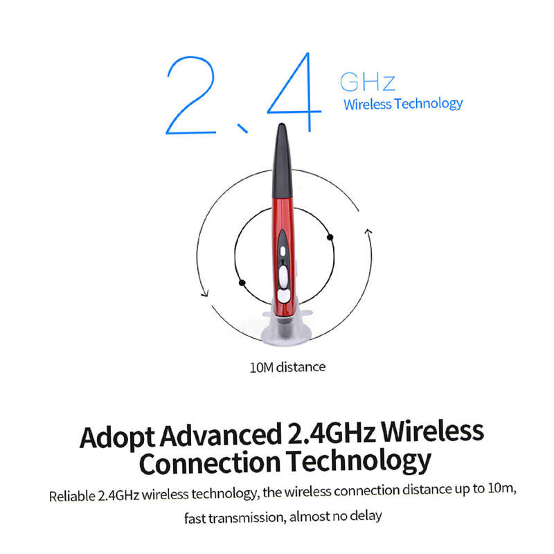 2.4GHz Wireless Optical Pen Mouse Adjustable 500/1000DPI Optical Presenter Flip Pen for PC Android R