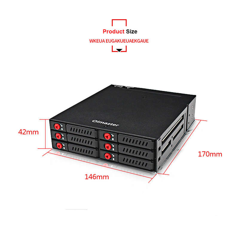 OImaster 6 Bays Mobile Backplane Support 2.5'' SATA HDD SSD Hard Drive with Cooling Fan Locker Hot-s