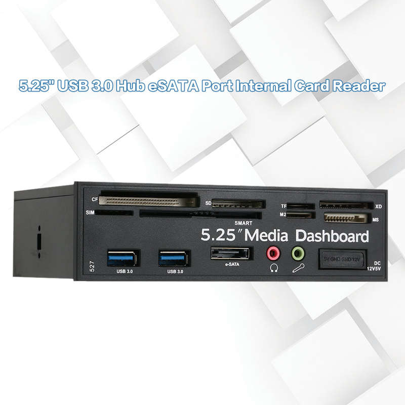Multi-Function USB 3.0 Hub eSATA Port Internal Card Reader PC Dashboard Media Front Panel Audio for