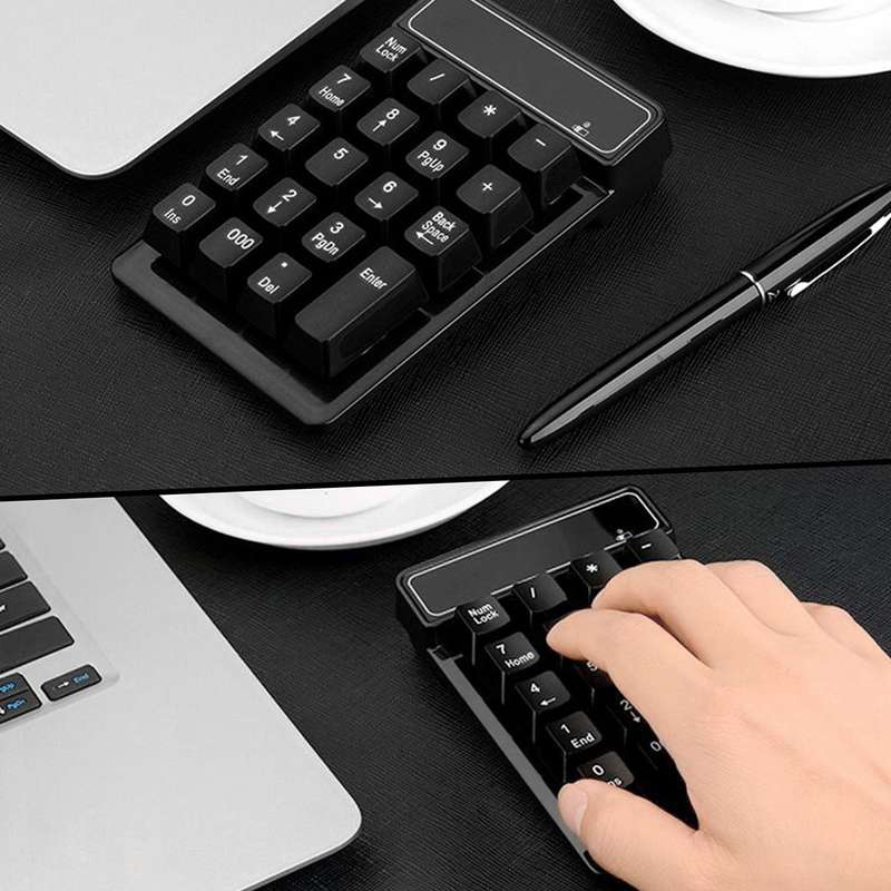 2.4Ghz Wireless Numeric Keypad Mechanical Feel Number Pad Keyboard 19 Keys w/ USB Receiver Water-pro