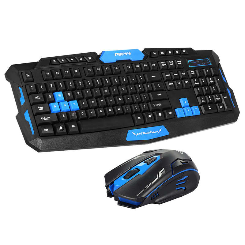 DSFY 2.4GHz Wireless Gaming Keyboard Mouse Combo 19 Keys Anti-ghosting Adjustable DPI USB Receiver A