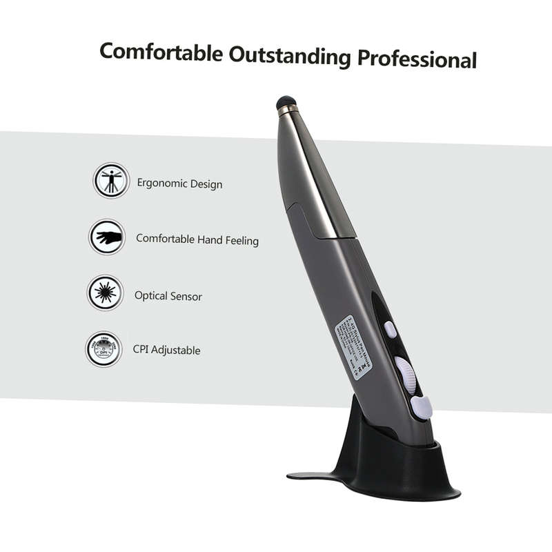 2.4G Wireless 3-Level Adjustable 800/1200/1600CPI Optical Touch Pen Mouse with Web Scrolling for PC