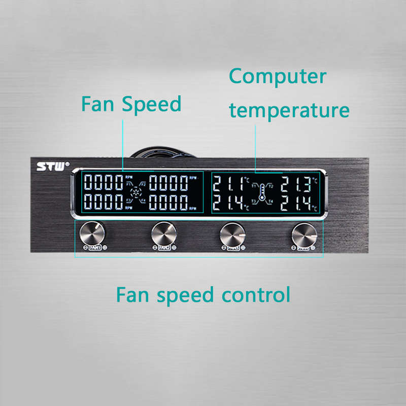 Sunshine-tipway STW Multi-Function PC CPU 4 Channel Fan Controller Speed Control Adjuster LCD Coolin