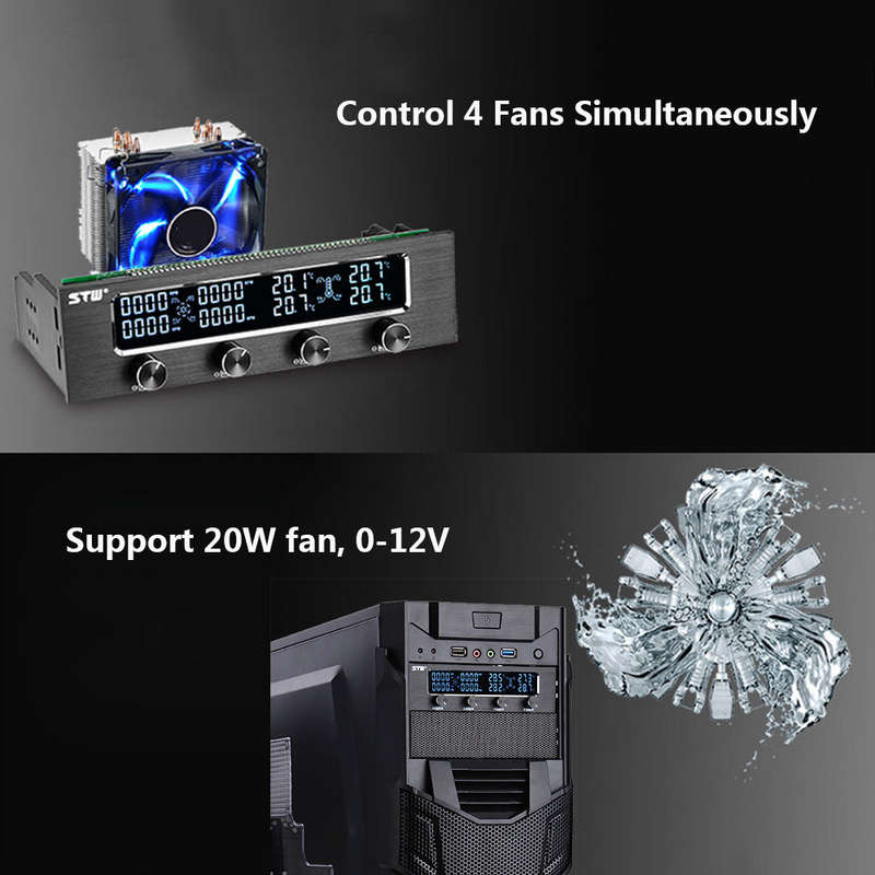 Sunshine-tipway STW Multi-Function PC CPU 4 Channel Fan Controller Speed Control Adjuster LCD Coolin