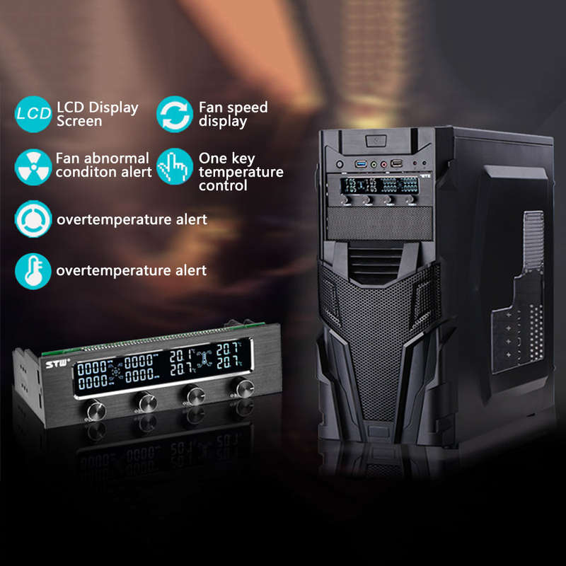 Sunshine-tipway STW Multi-Function PC CPU 4 Channel Fan Controller Speed Control Adjuster LCD Coolin