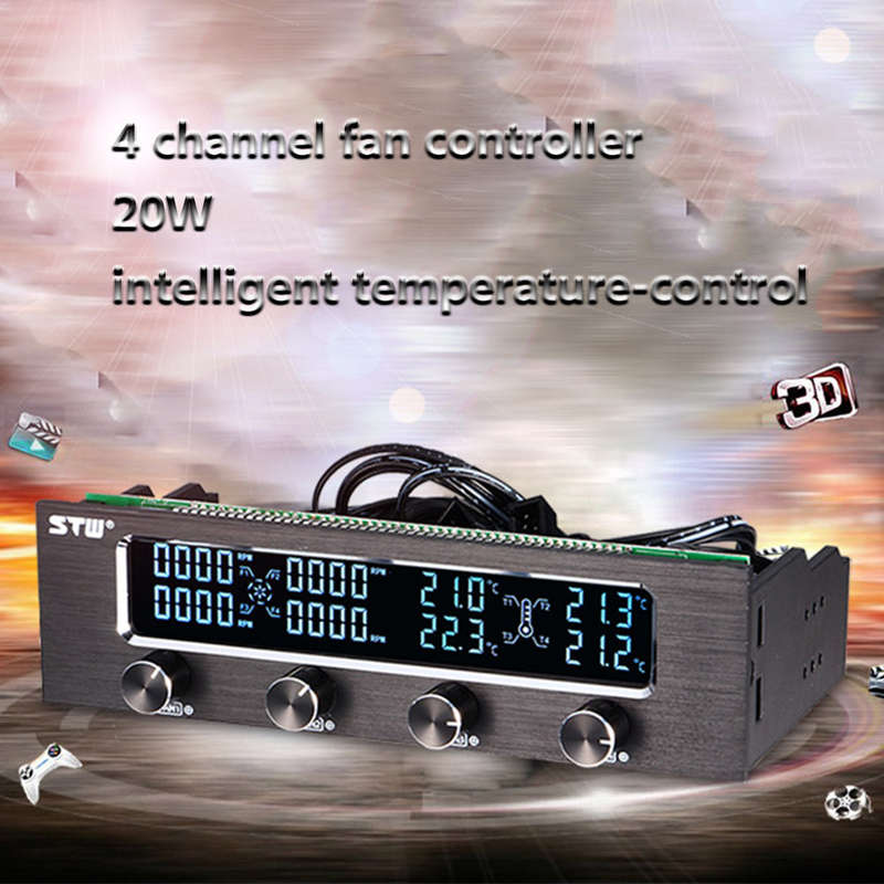 Sunshine-tipway STW Multi-Function PC CPU 4 Channel Fan Controller Speed Control Adjuster LCD Coolin