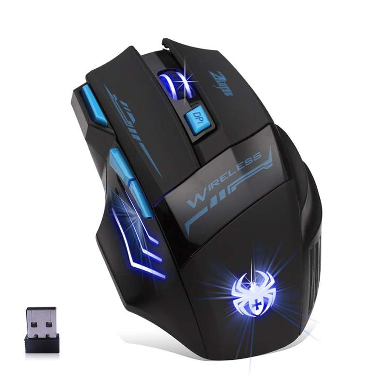 ZELOTES F14 LED Optical Computer Mouse Wireless 2.4G 2400 DPI 7 Buttons Wireless Gaming Mouse Colorf