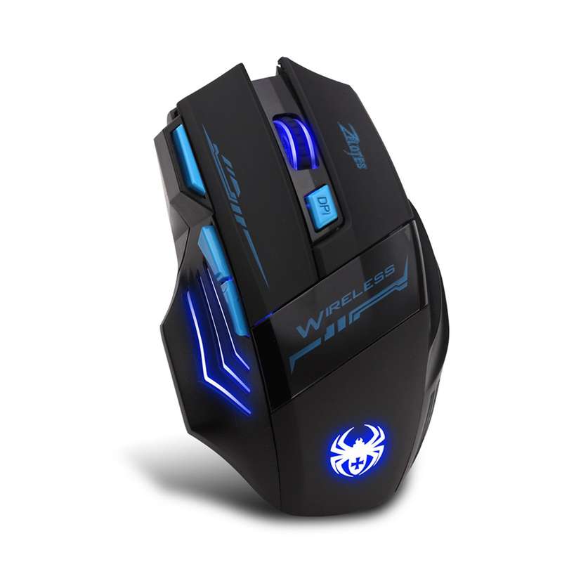 ZELOTES F14 LED Optical Computer Mouse Wireless 2.4G 2400 DPI 7 Buttons Wireless Gaming Mouse Colorf