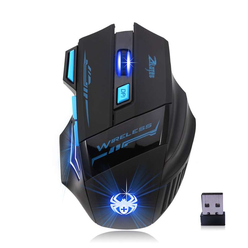 ZELOTES F14 LED Optical Computer Mouse Wireless 2.4G 2400 DPI 7 Buttons Wireless Gaming Mouse Colorf
