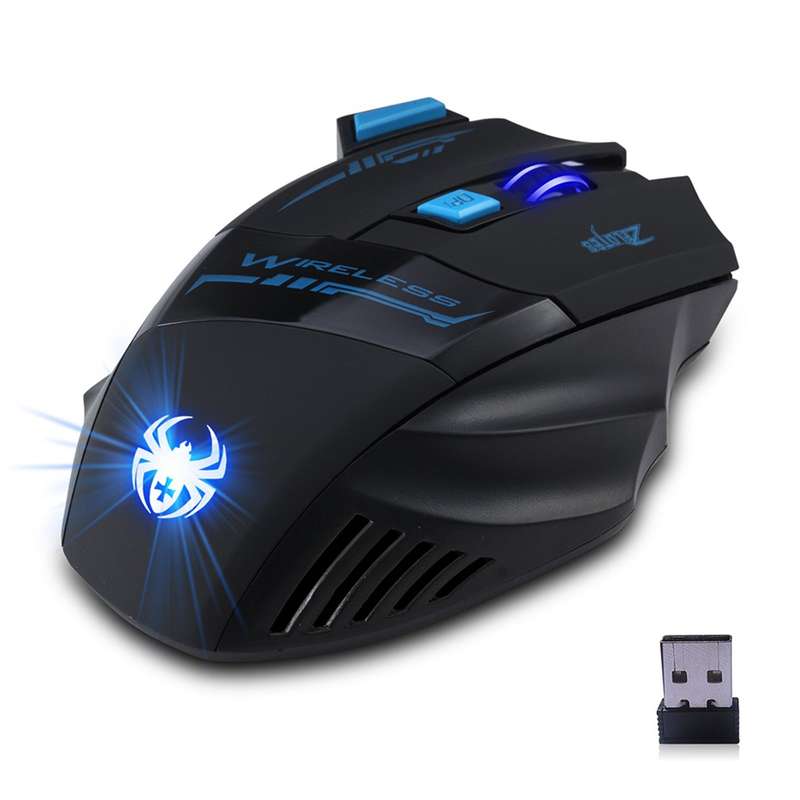 ZELOTES F14 LED Optical Computer Mouse Wireless 2.4G 2400 DPI 7 Buttons Wireless Gaming Mouse Colorf
