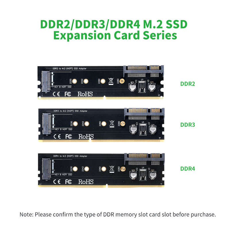 DDR to M.2 Hard Disk Adapter Card SATA to M.2 (NGFF) B-key 2230/2242/2260/2280 SSD Adapter DDR2 Memo