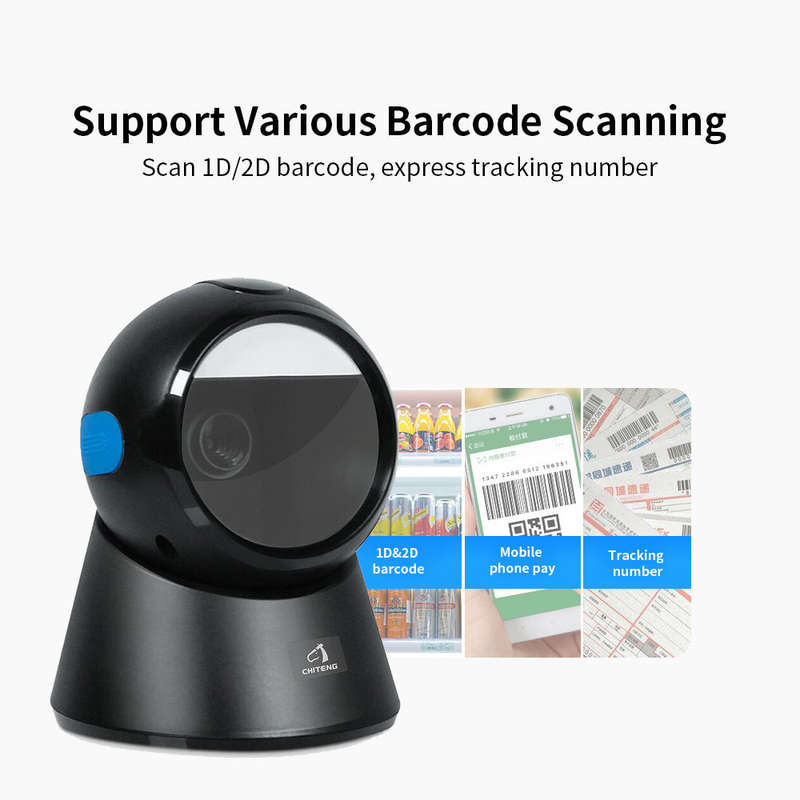 Wired Barcode Scanner USB Versatile Scanning Hands-free Scan QR Code 1D&2D Code Reader for Supermark