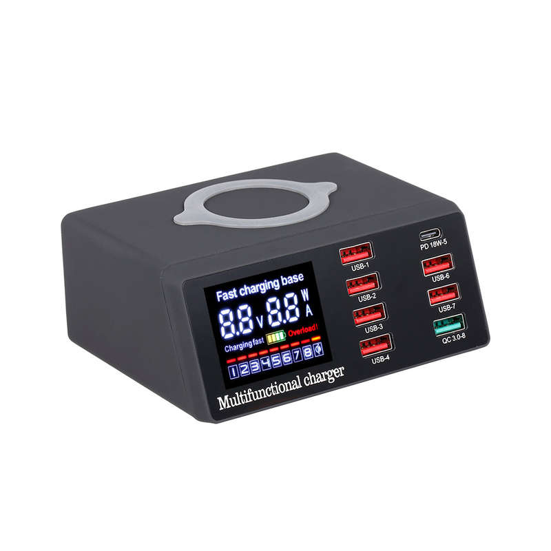 X9 8 Port Wireless USB Charger Quick Charge PD+QC3.0+USB Port Charge Station with LED Display  for P